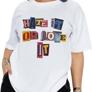 Graphic Tees for Women Vintage Letter Slogan Print Shirt Streetwear Punk Shirts